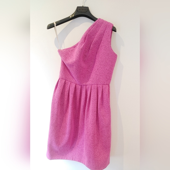 Halston Heritage Pink One Shoulder Dress Size 6 - Picture 2 of 7